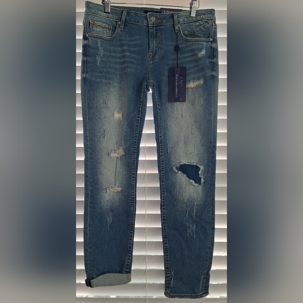 Vigoss The Jagger Skinny Medium Wash Distressed Jeans Sz 28 NWT